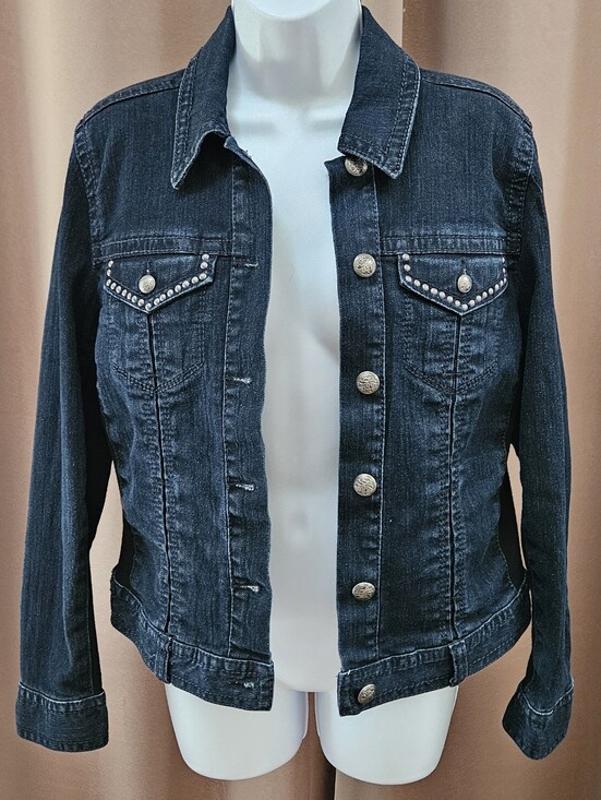 Style & Co. Jackets & Blazers - Style & Co. Studded Dark Wash Denim Jacket